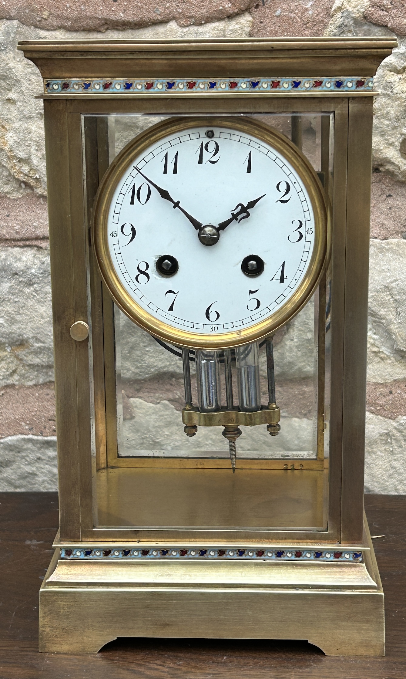 Fabulous French Four Glass Champleve Case Regulator Mantel Clock - Ca 1880 - Image 15